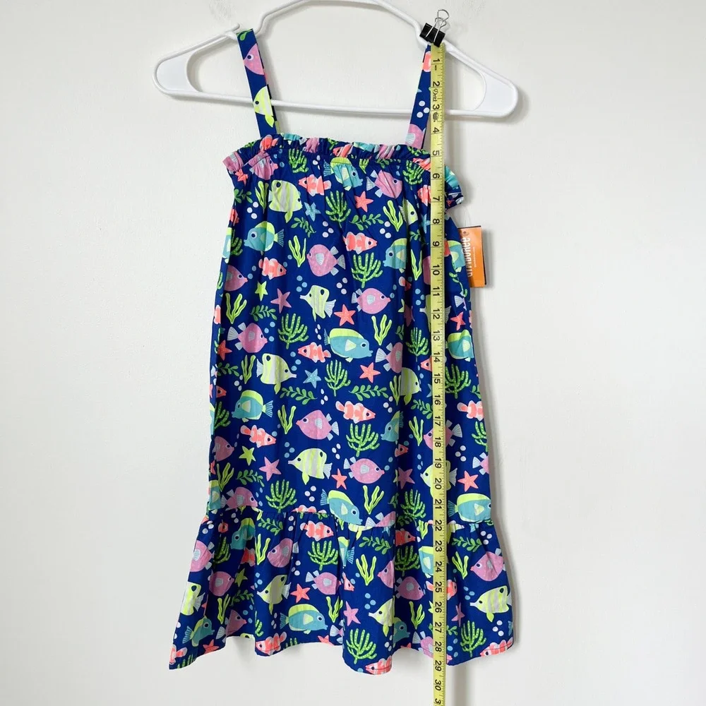 NEW Gymboree Splish Splash Fish Ruffle Dress Girls 12 Blue Pink